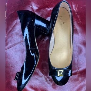 Black Patent Leather Kate Spade Bow Stud Heel Size 9.5